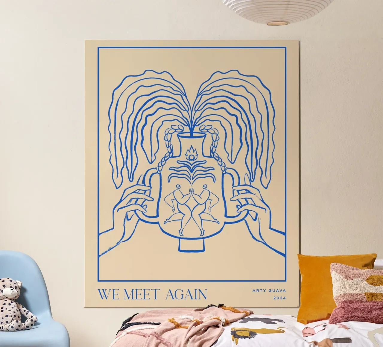 Vessel Collection, We Meet Again Line Art poster con telaio in legno da Arty Guava