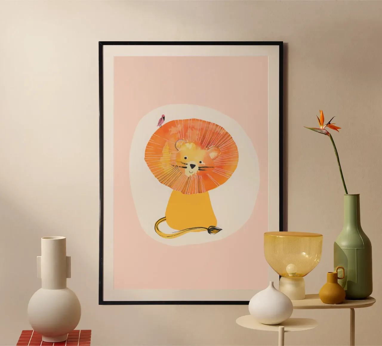 Lisa Dolson - Leone poster con telaio in legno da muench benjamin