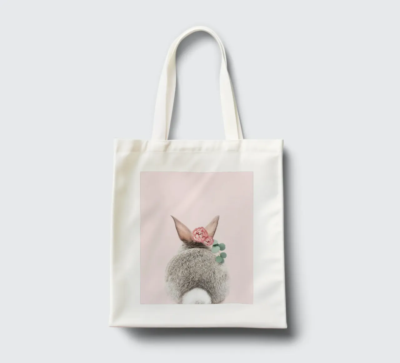 Corona di fiori coda di coniglio rosa borsa in juta da muench benjamin