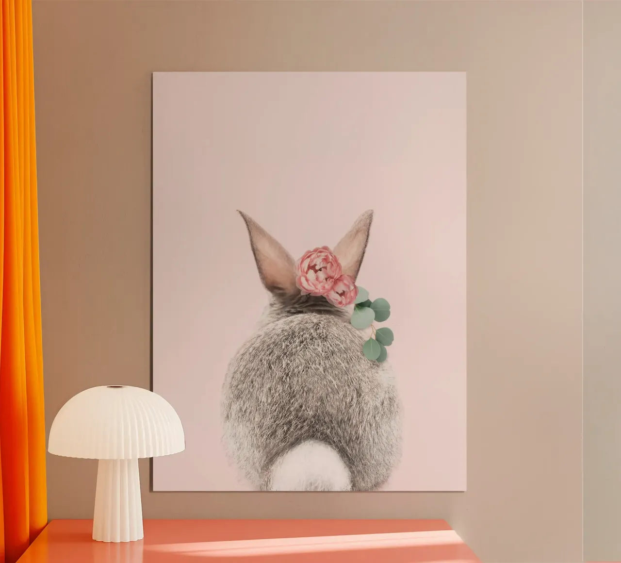 Corona di fiori coda di coniglio rosa poster con telaio in legno da muench benjamin