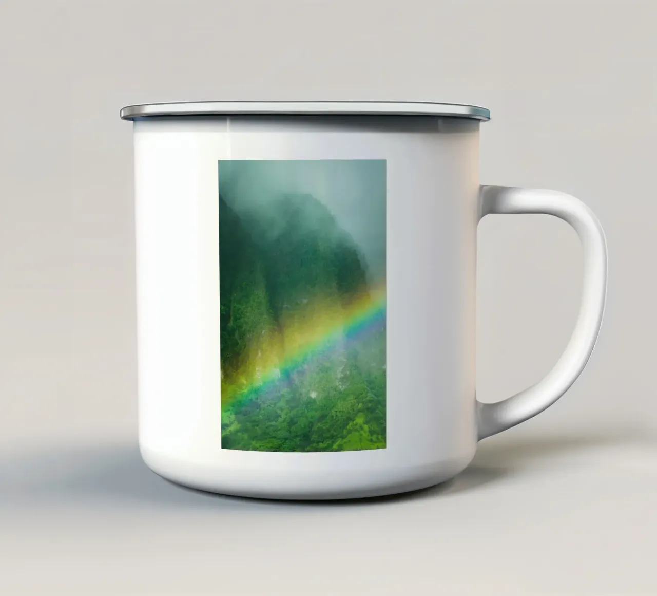 rainbow across the mountain tazza in smalto da mip of map