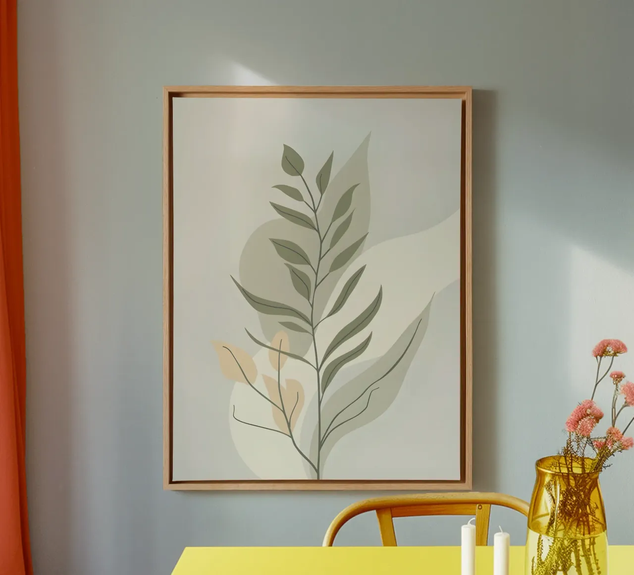 Abstract Botanical canvas with Floater frame by The Green Room