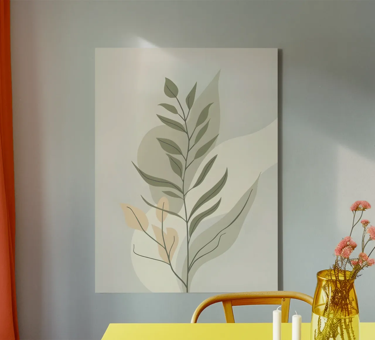 Abstract Botanical canvas with Floater frame by The Green Room