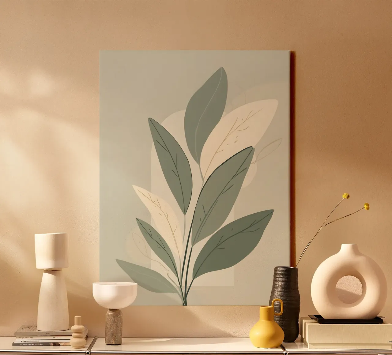 Abstract Botanisch canvas met Baklijst van The Green Room