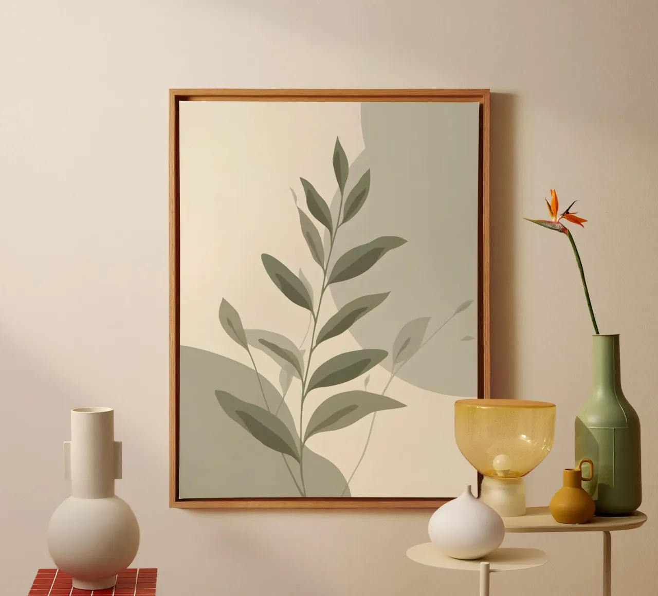 Abstract Botanisch canvas met Baklijst van The Green Room
