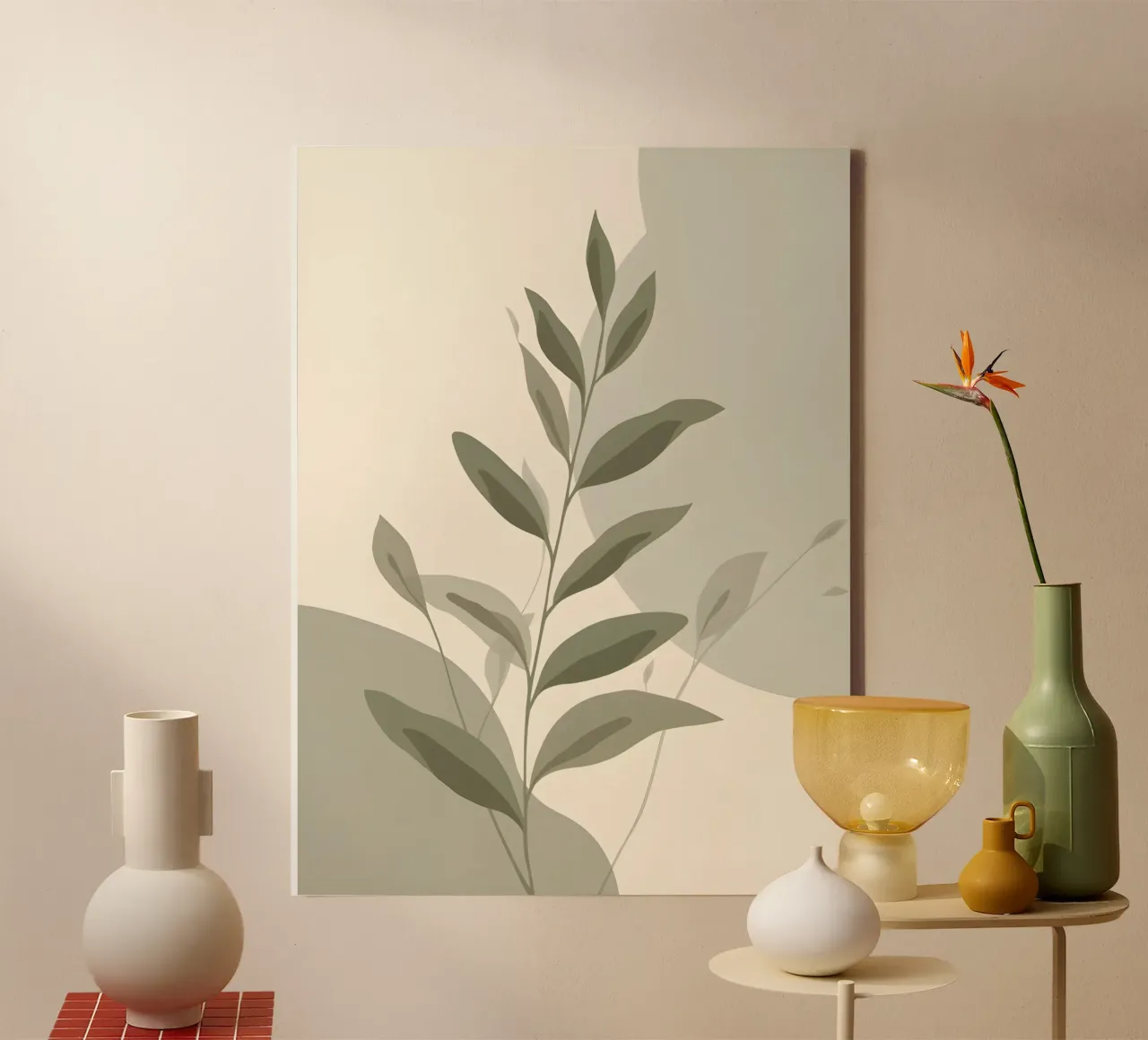 Abstract Botanisch canvas met Baklijst van The Green Room