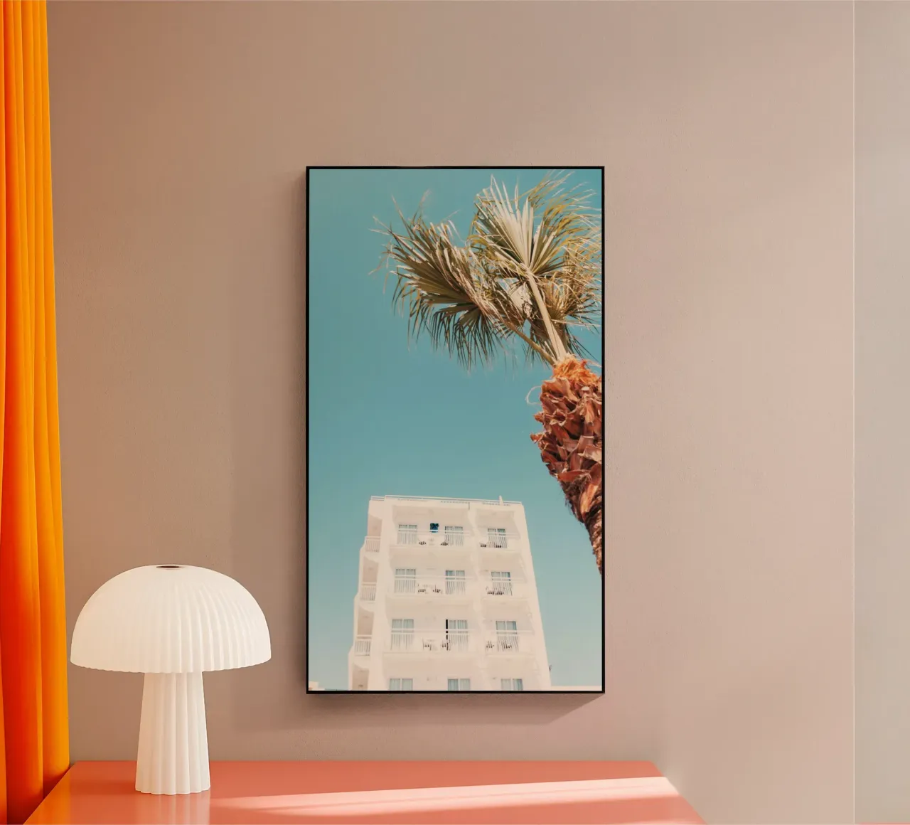 building with palm plexiglass da mip of map