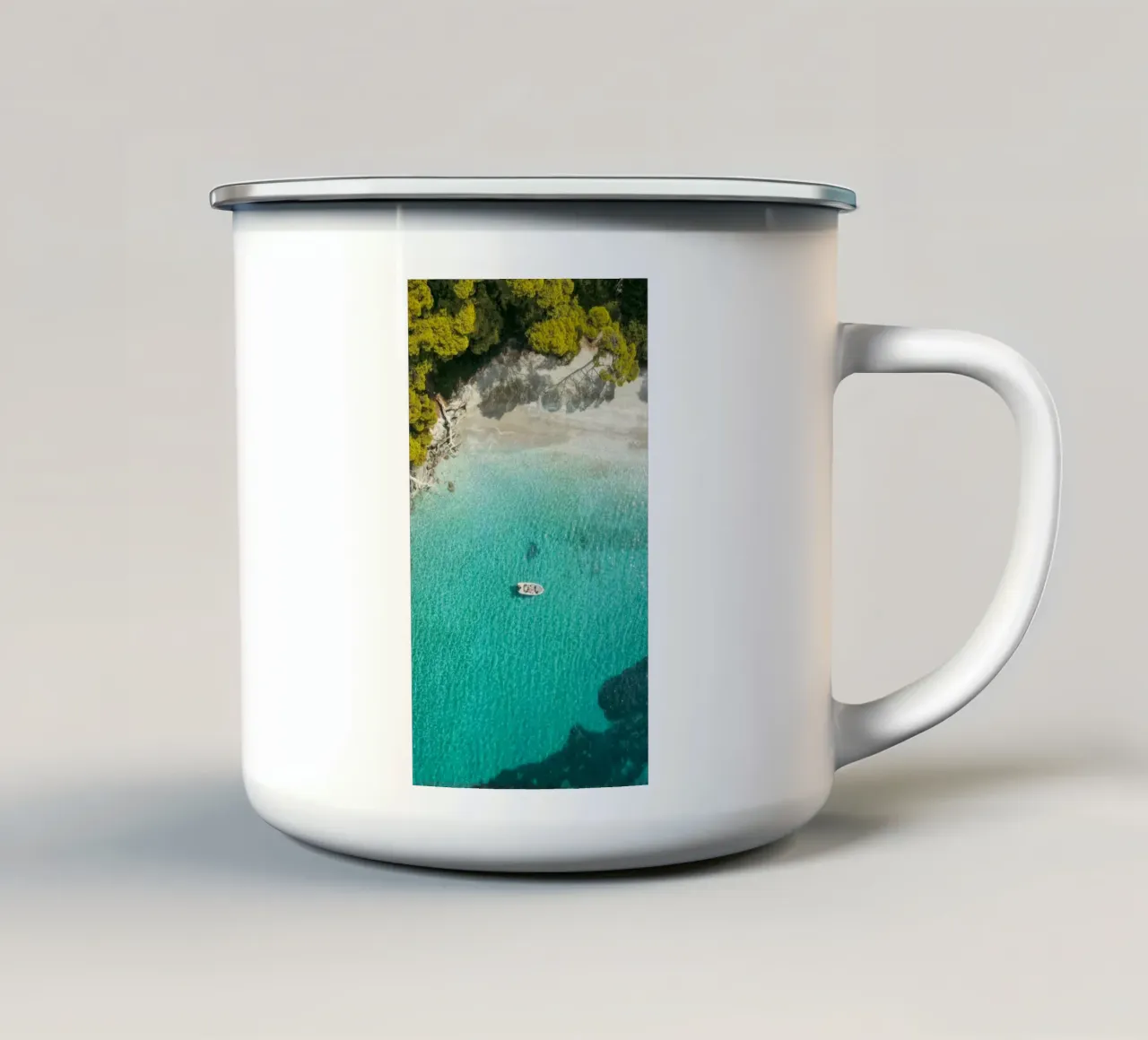 beach and the boat tazza in smalto da mip of map