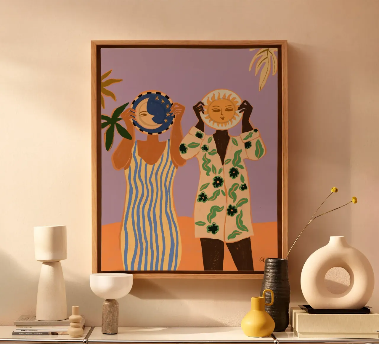 Sun & Moon tela con Cornice a cassetta da Arty Guava