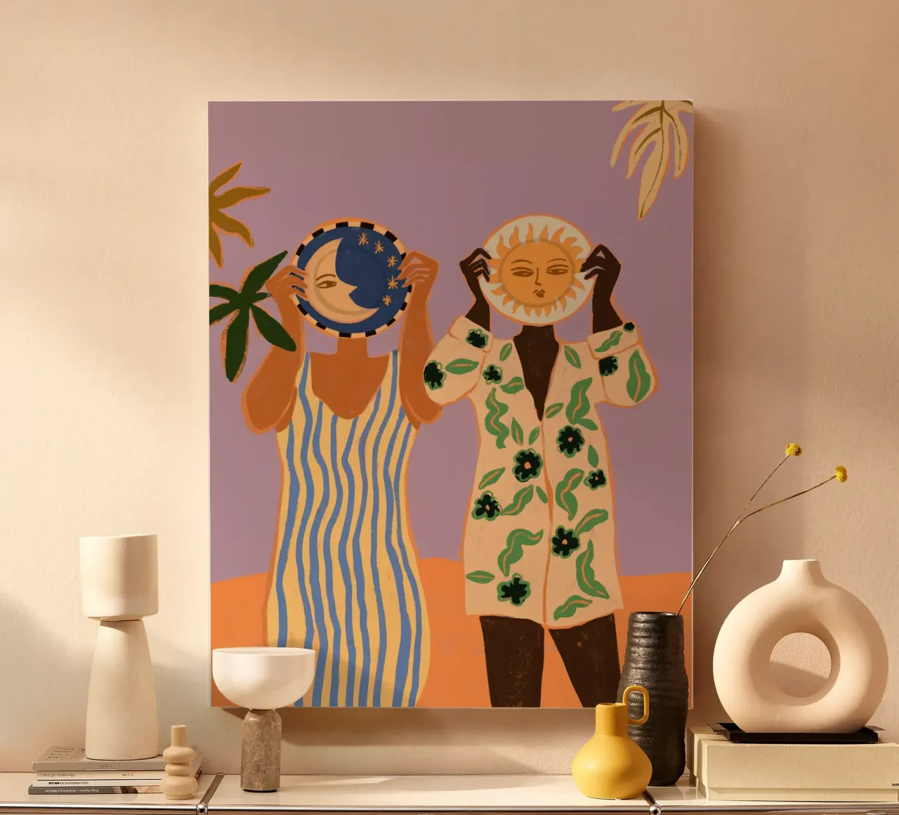 Sun & Moon tela con Cornice a cassetta da Arty Guava