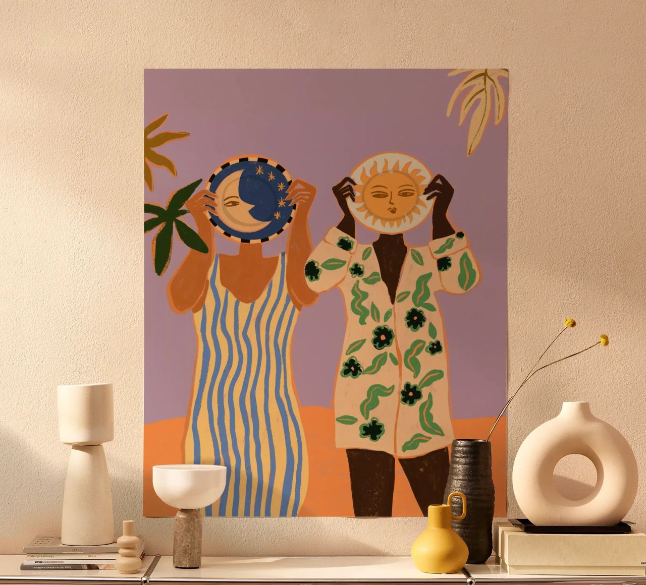 Sun & Moon poster con marco de madera de Arty Guava