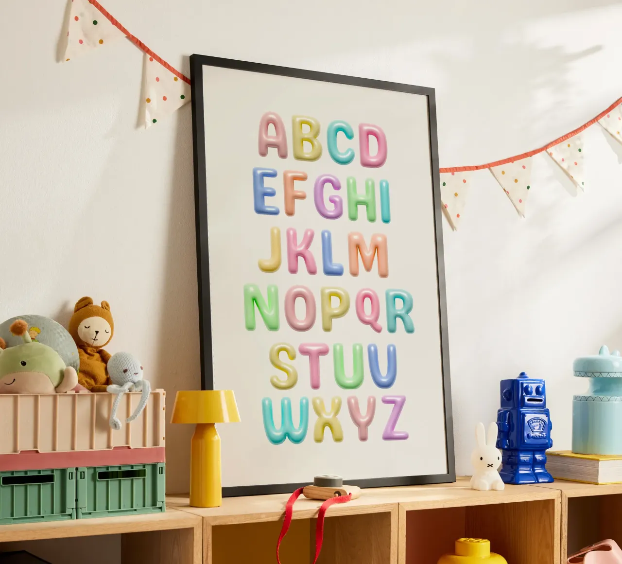 Abécédaire "Ballon" poster con telaio in legno da Idées & Création