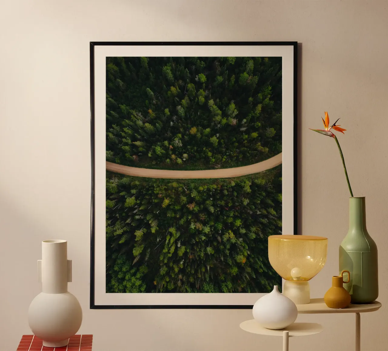 curve line road poster con telaio in alluminio da Good days