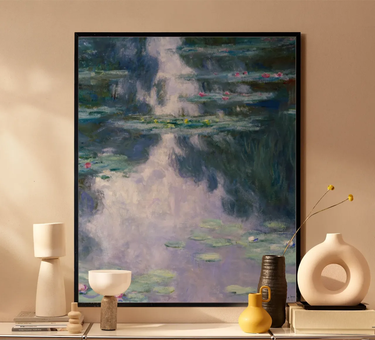 Ninfee 15 - claude monet poster con telaio in plastica da clay bobby