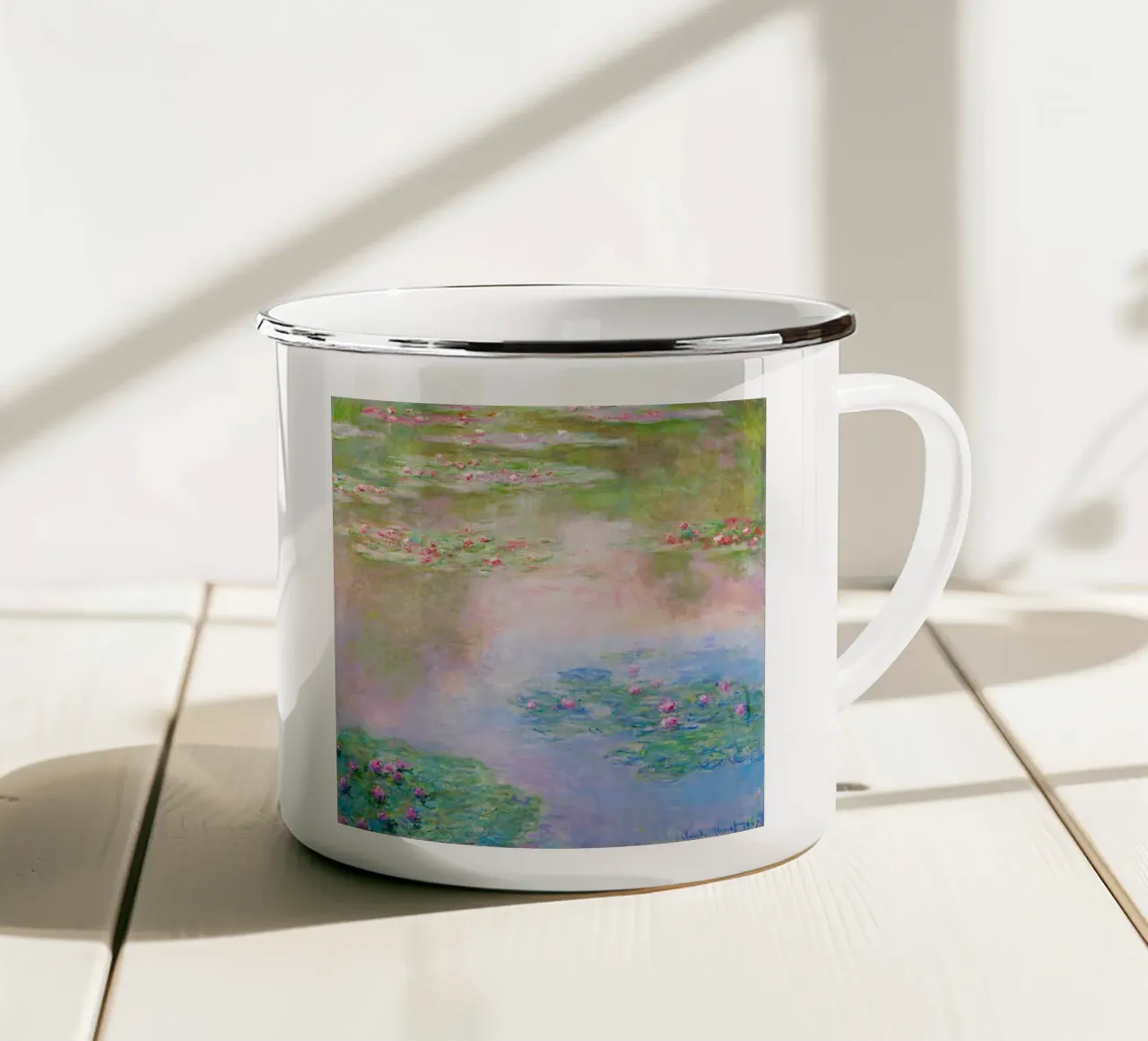 Ninfee 14 - claude monet tazza in smalto da clay bobby
