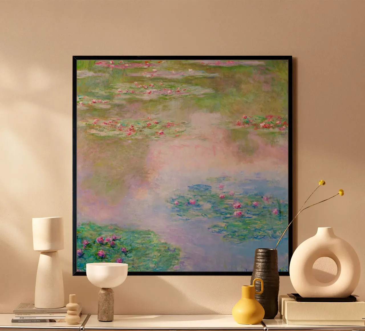 Ninfee 14 - claude monet poster con telaio in plastica da clay bobby