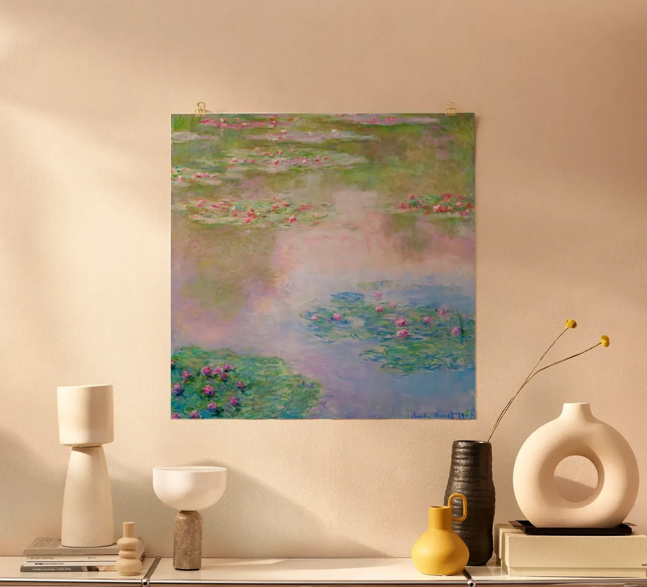 Ninfee 14 - claude monet poster con telaio in plastica da clay bobby