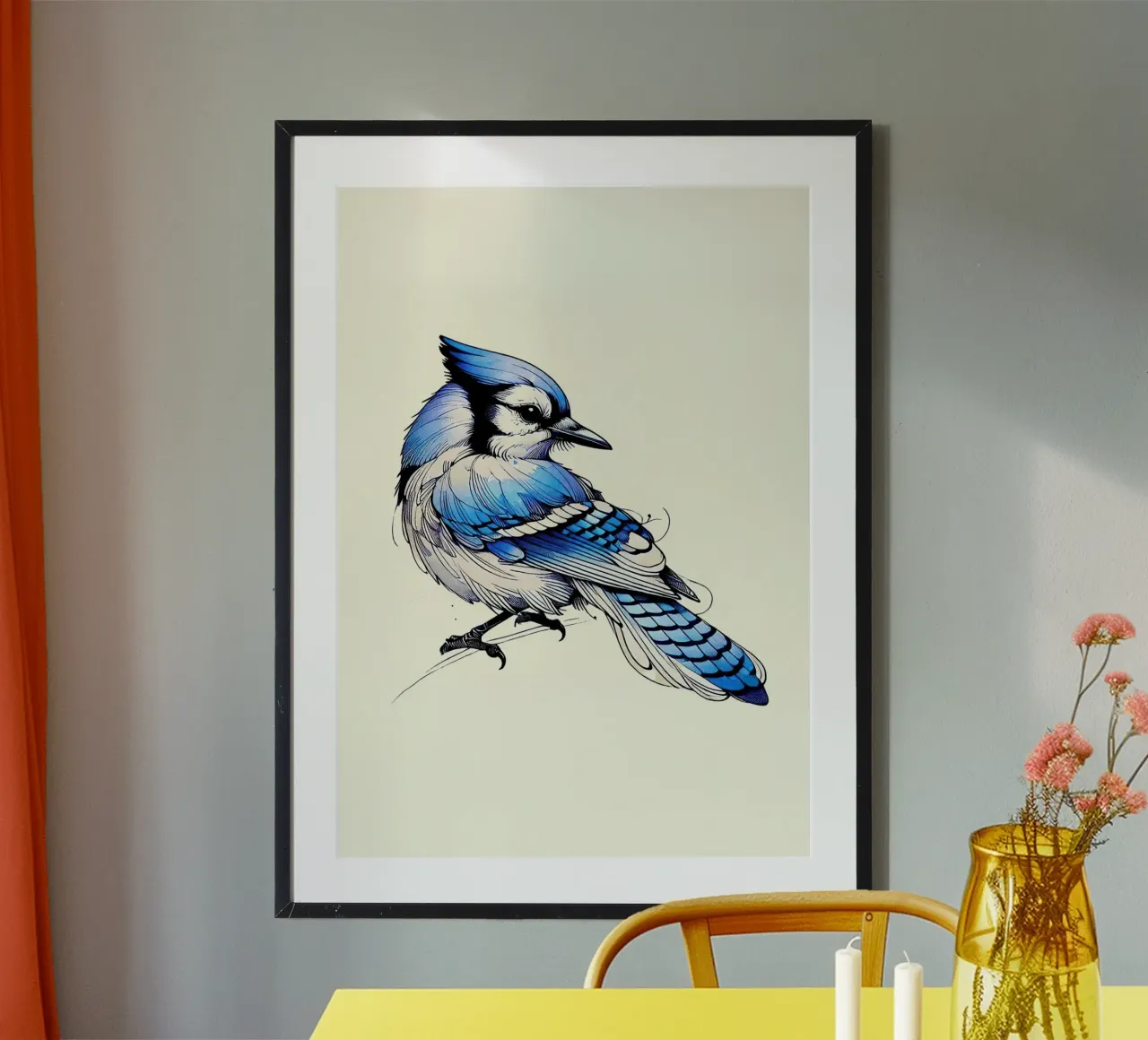 Uccellino poster con telaio in plastica da posterindo