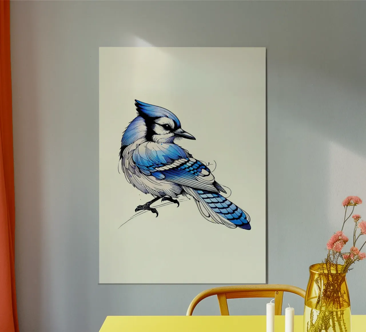 Uccellino poster con telaio in plastica da posterindo