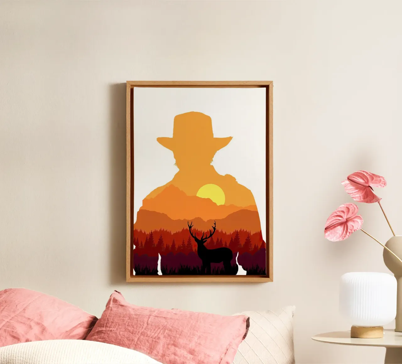 the red dead redemption canvas with Floater frame by posterindo