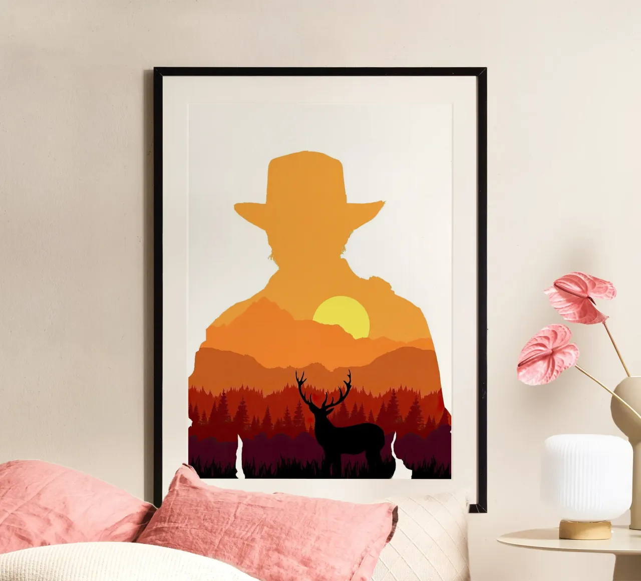 la redenzione di red dead poster con telaio in legno da posterindo