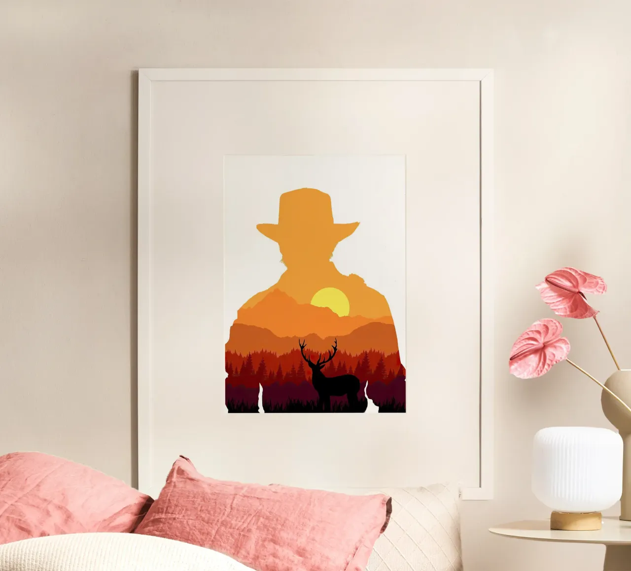 la redenzione di red dead poster con telaio in legno da posterindo