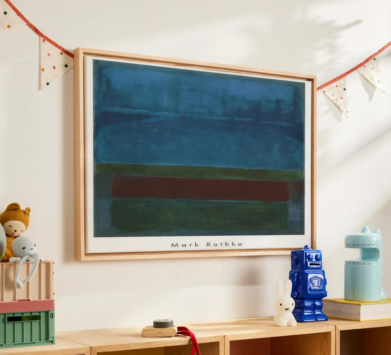 mark rothko blauw groen en bruin canvas met Baklijst van panaiti vascu