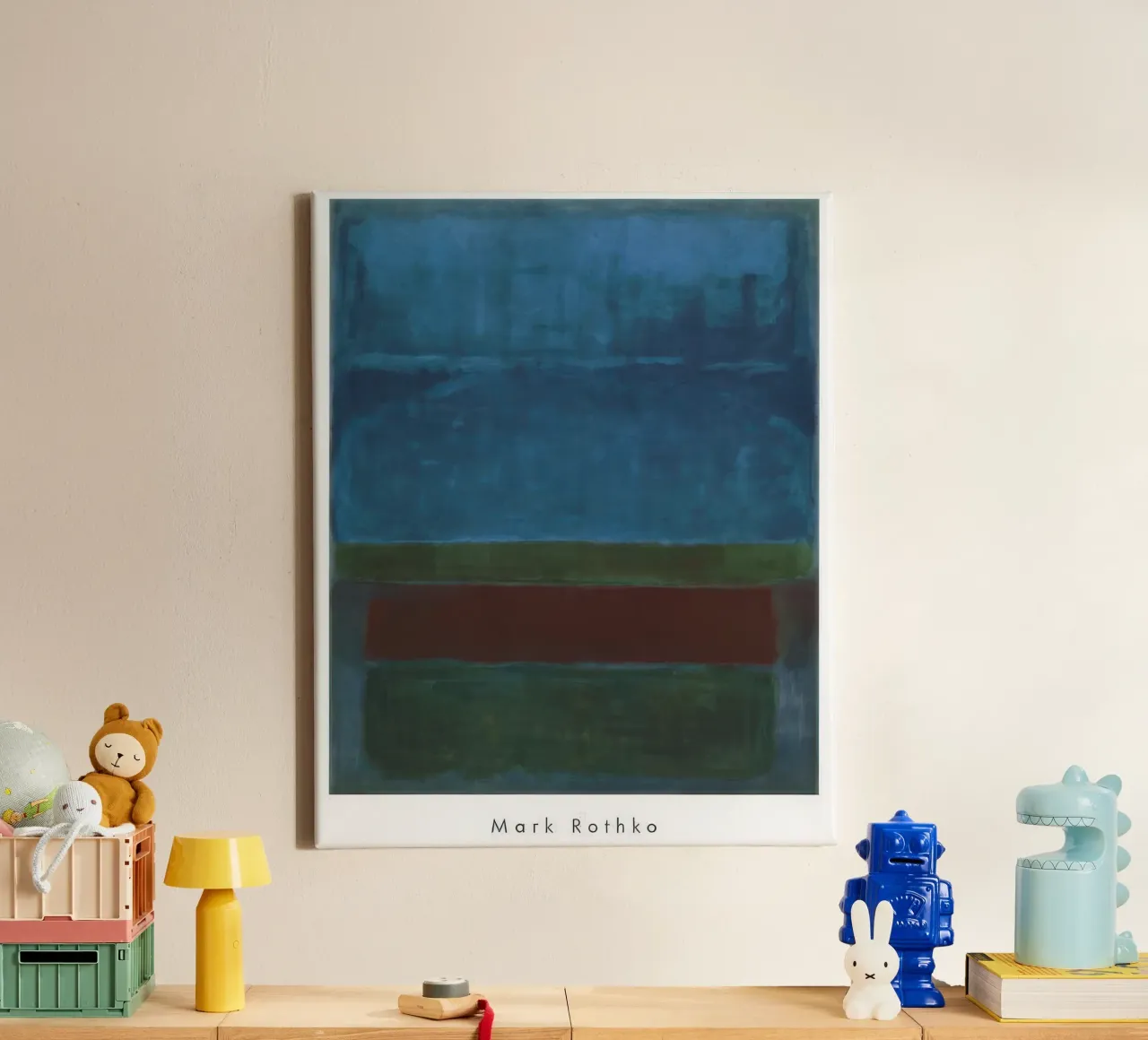 mark rothko blauw groen en bruin canvas met Baklijst van panaiti vascu