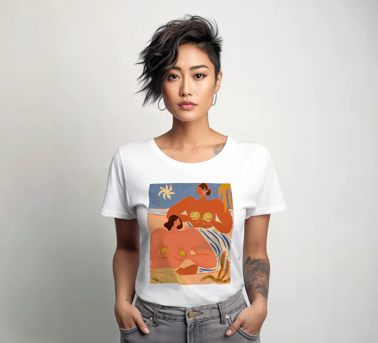 Lemon and Melon women's fitted t-shirt by Arty Guava