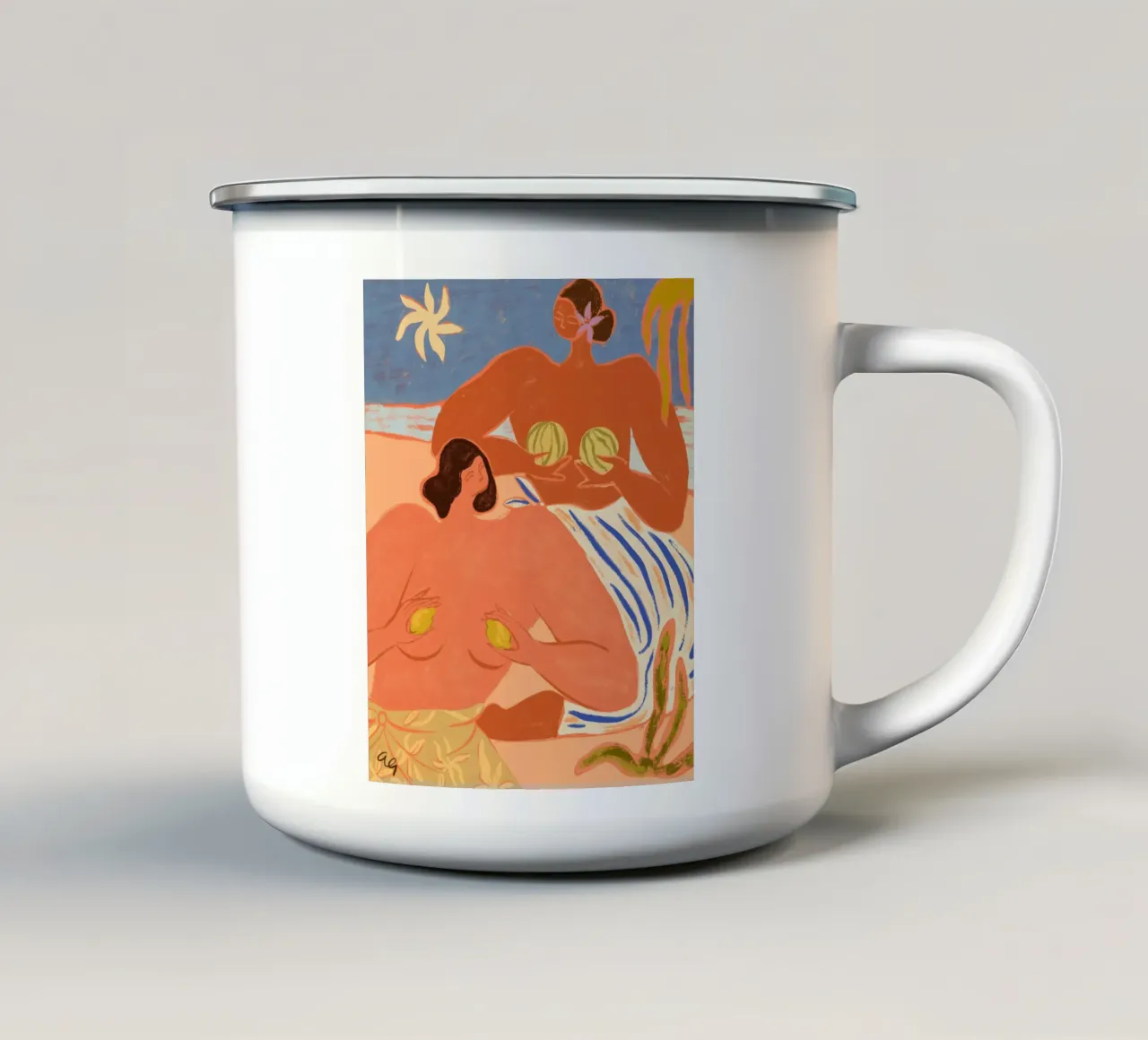 Lemon and Melon taza de esmalte de Arty Guava