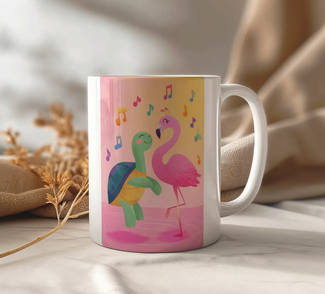 The Flamingo Tango tazza in ceramica da Kiara