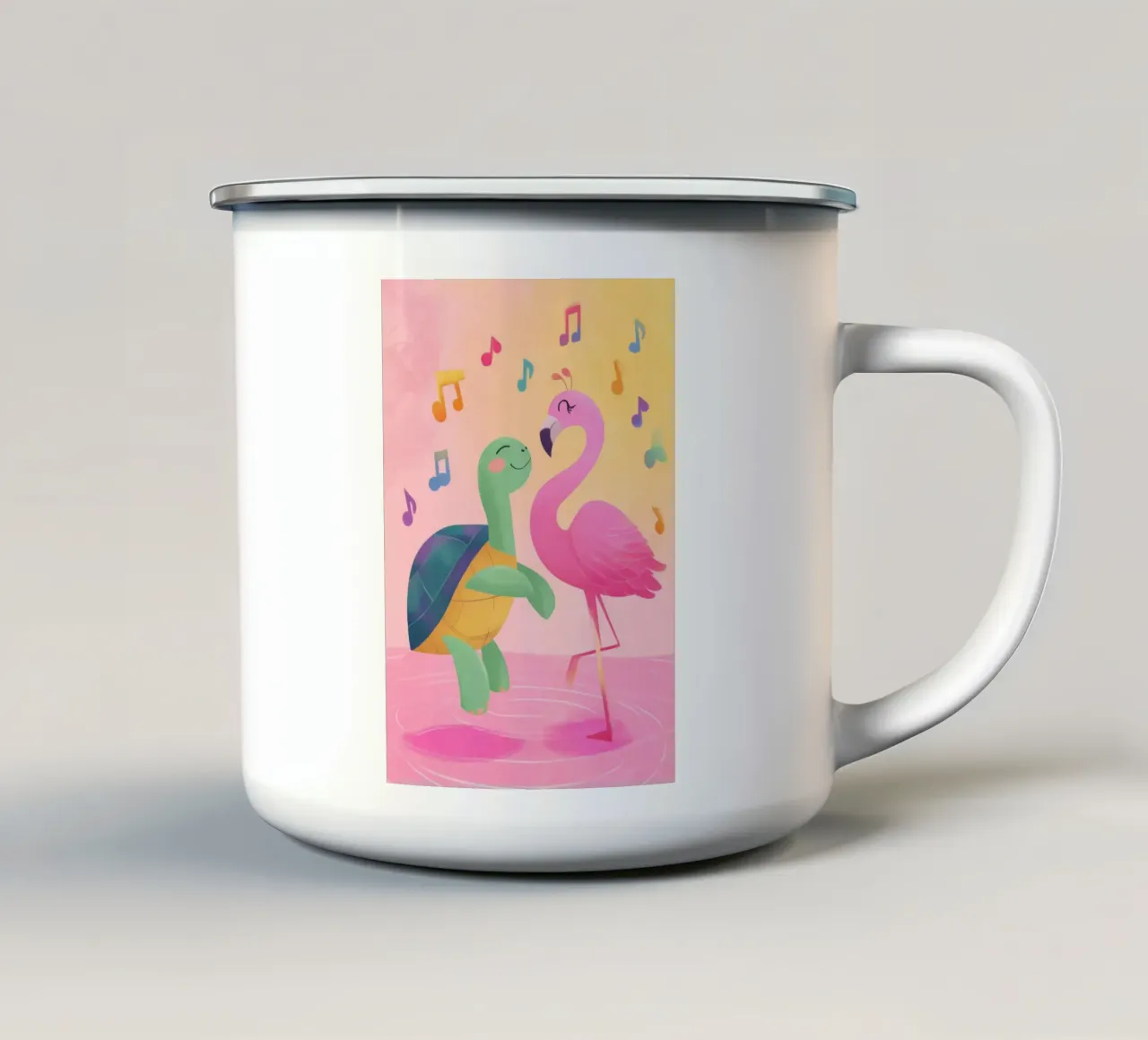 The Flamingo Tango tazza in smalto da Kiara