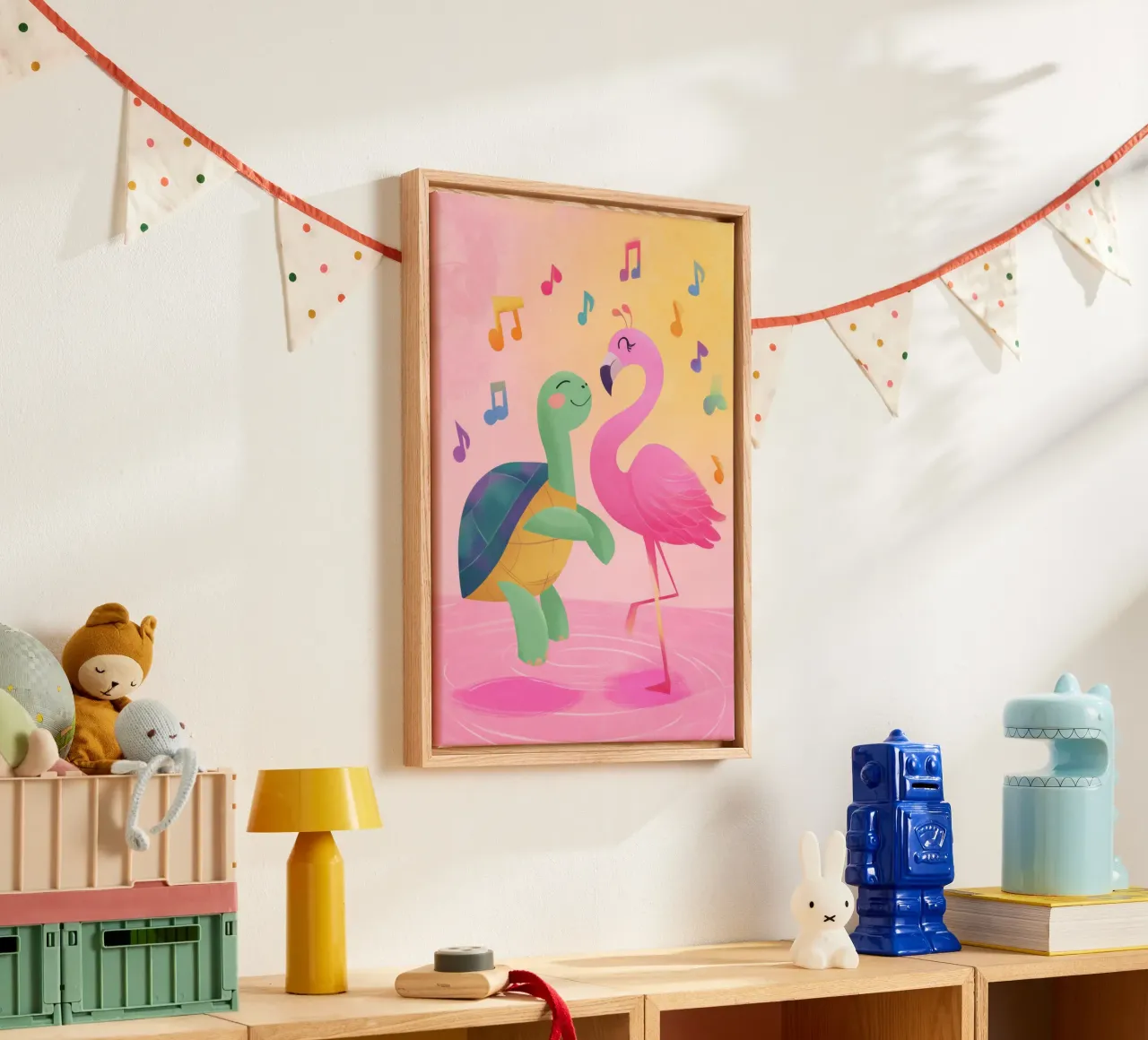 The Flamingo Tango tela con Cornice a cassetta da Kiara