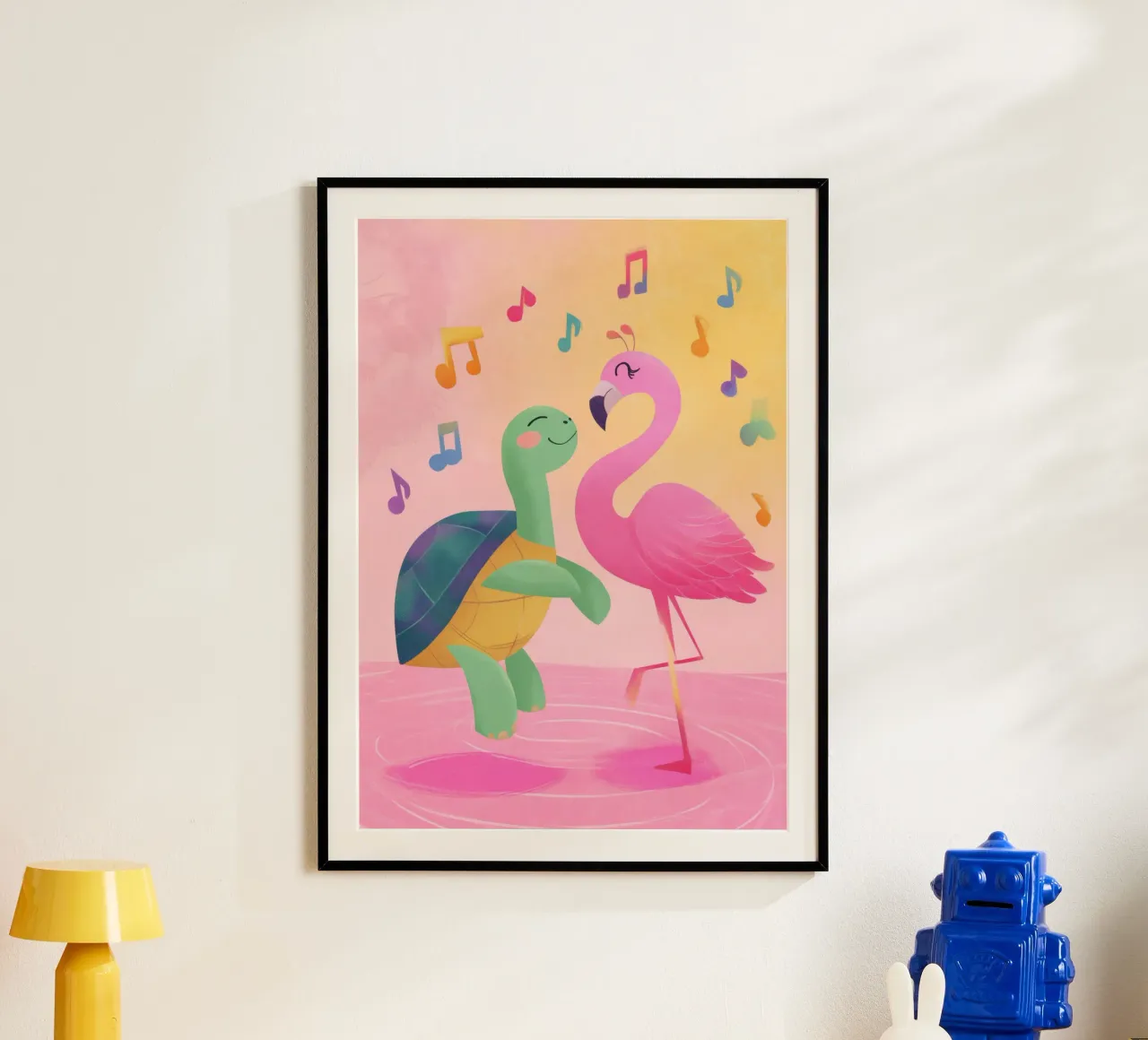The Flamingo Tango poster con telaio in legno da Kiara