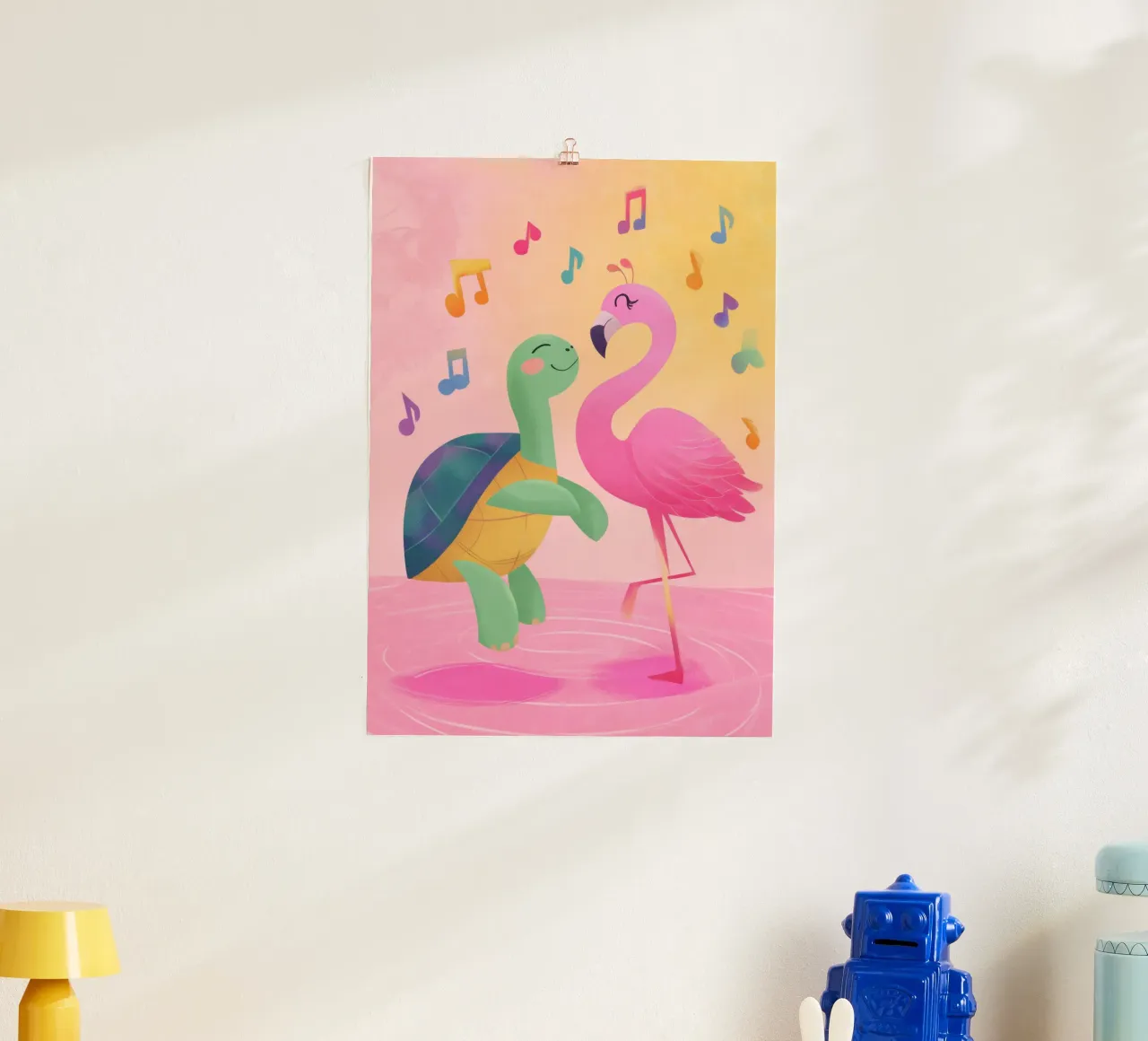 The Flamingo Tango poster con telaio in legno da Kiara