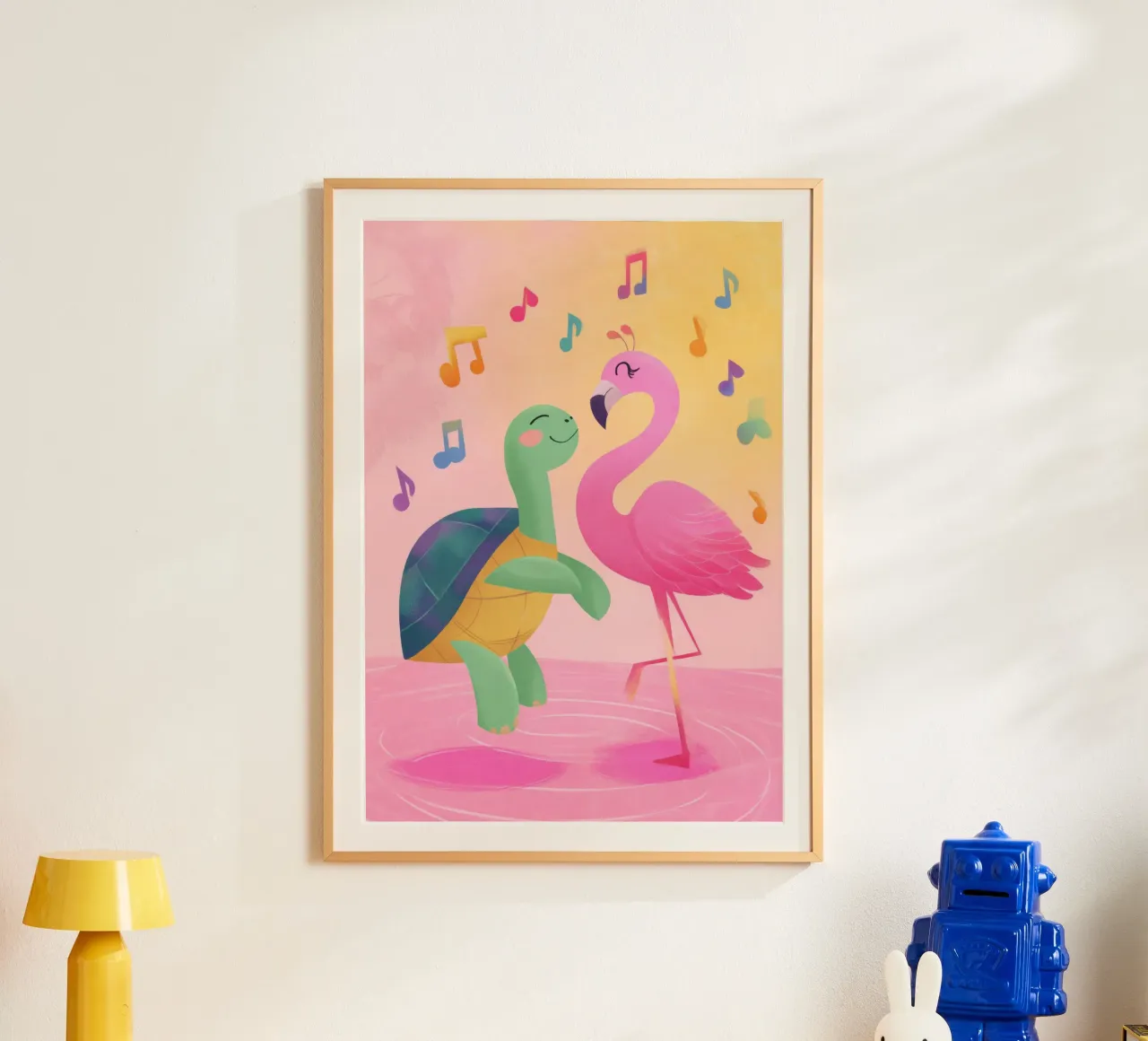 The Flamingo Tango poster con telaio in legno da Kiara