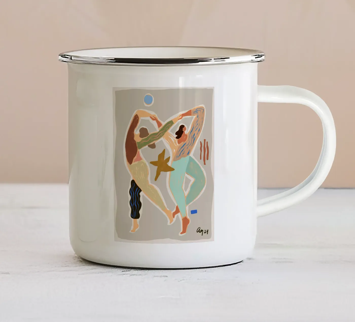 Infinity Dance enamel mug by Arty Guava