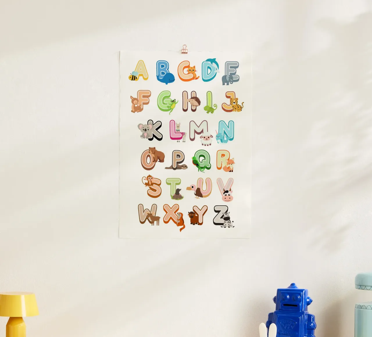 Abécédaire des animaux poster con telaio in legno da Idées & Création