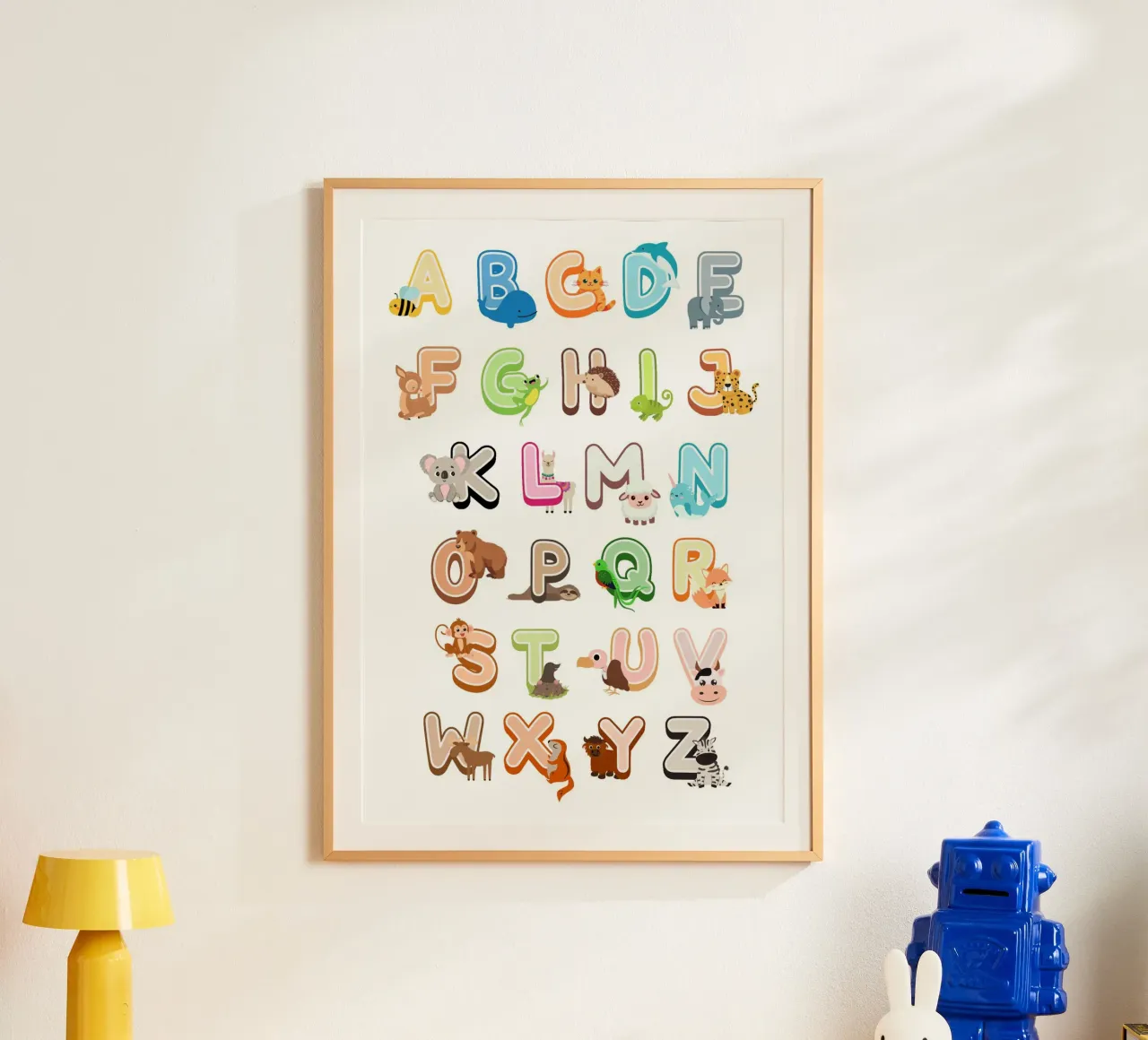 Abécédaire des animaux poster con telaio in legno da Idées & Création