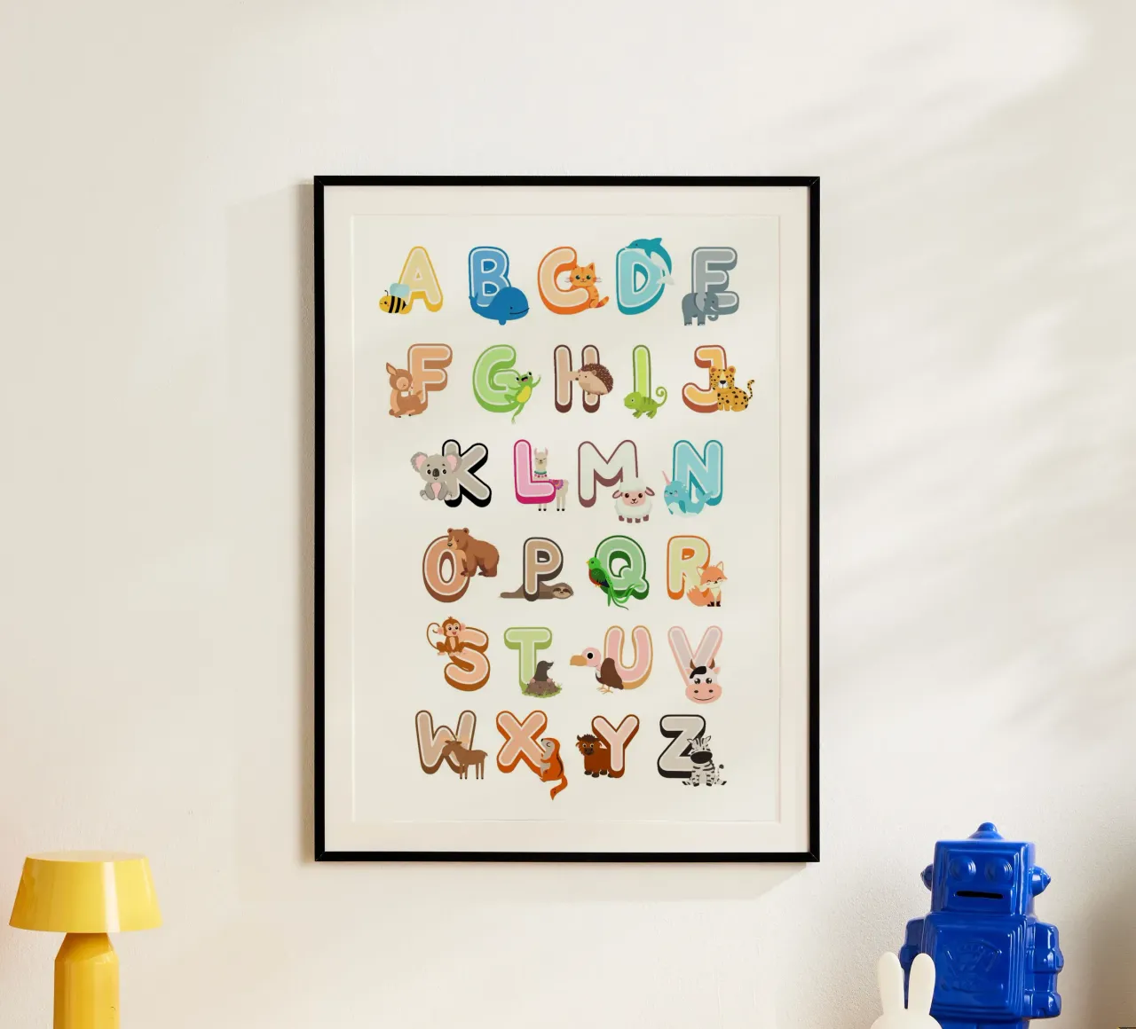 Abécédaire des animaux poster con telaio in legno da Idées & Création