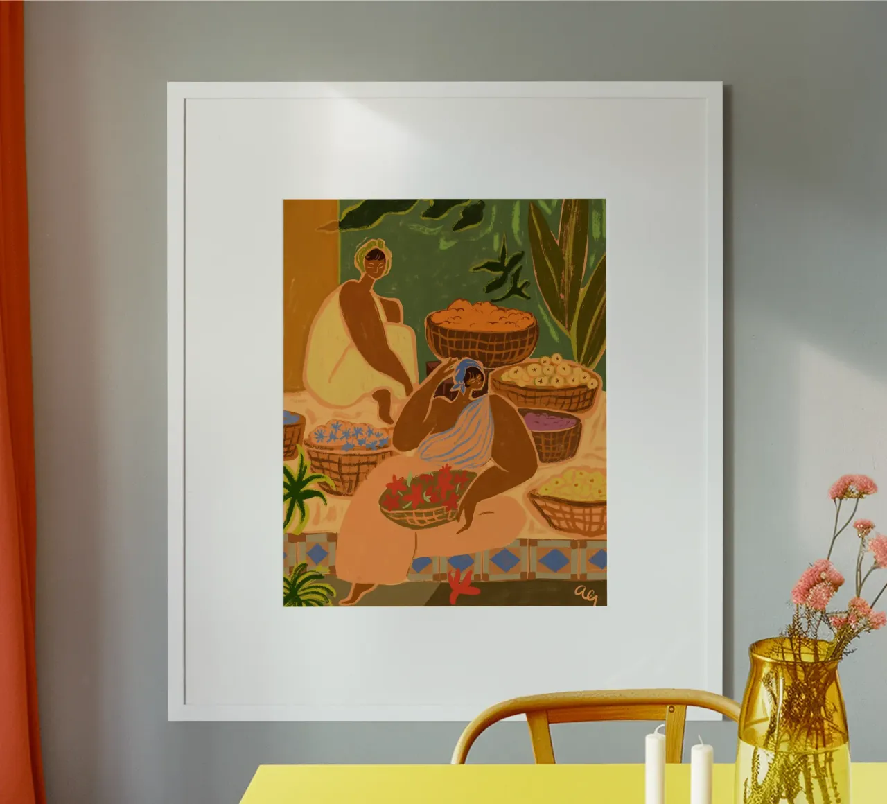 Flower Stall poster with plastic frame by Arty Guava