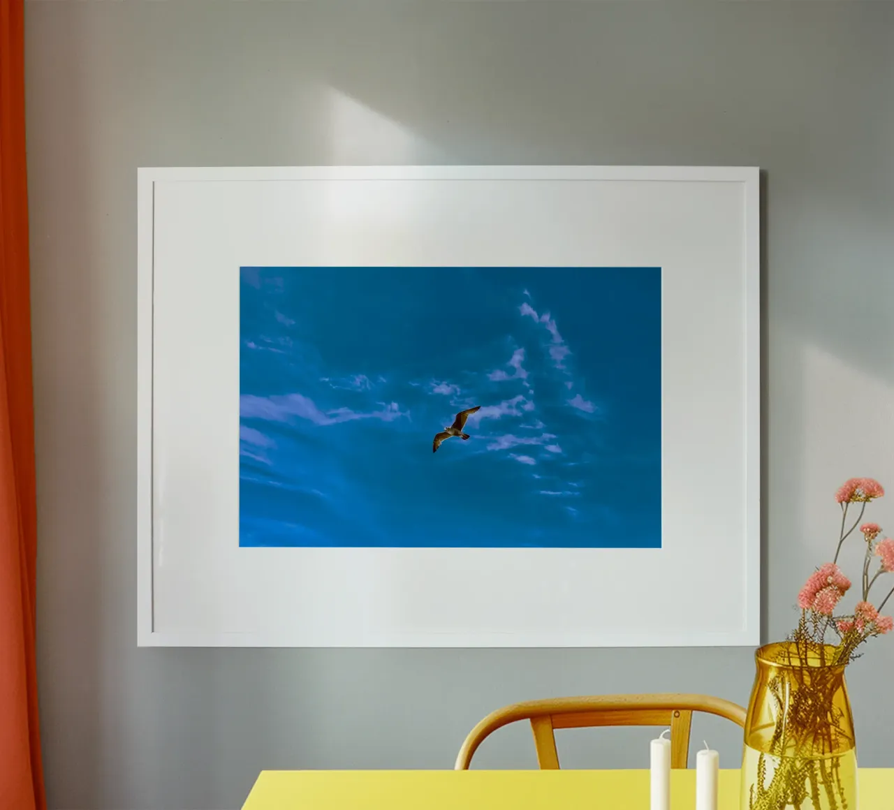fly high on sky poster con telaio in plastica da kichin