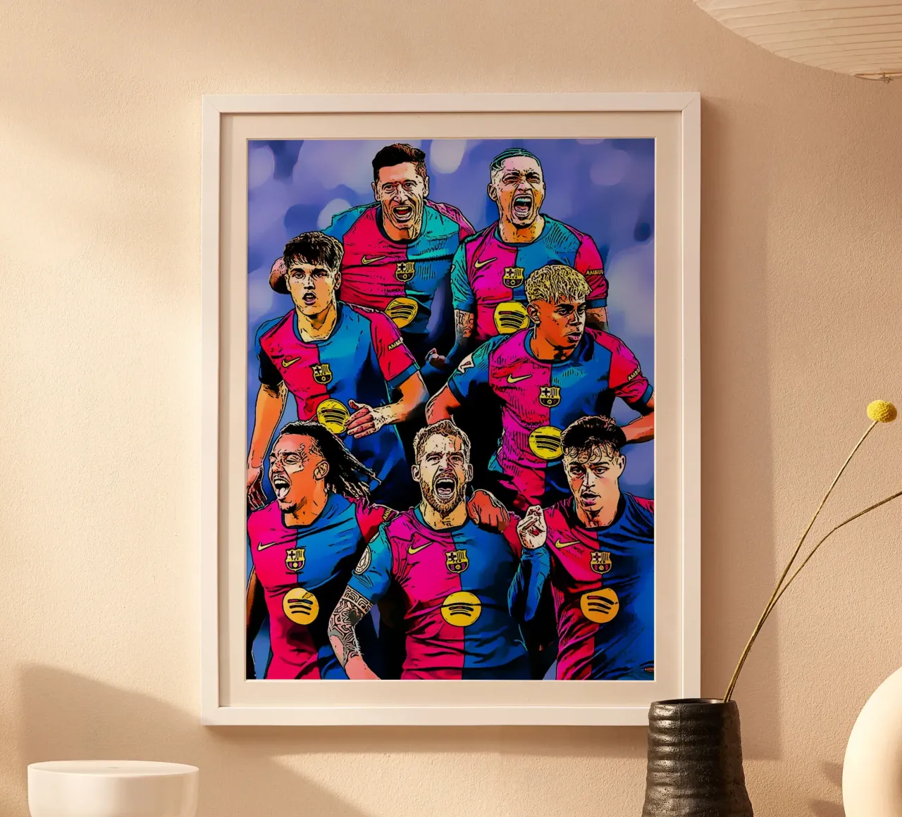 L'équipe de Barcelone avec un esprit combatif sur le terrain poster avec cadre en plastique de dark eagle