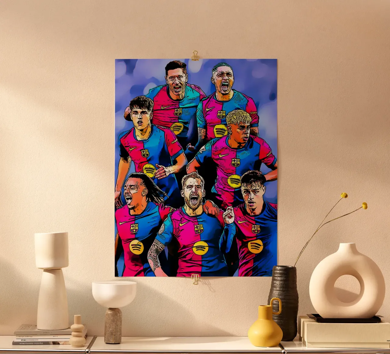 L'équipe de Barcelone avec un esprit combatif sur le terrain poster avec cadre en plastique de dark eagle