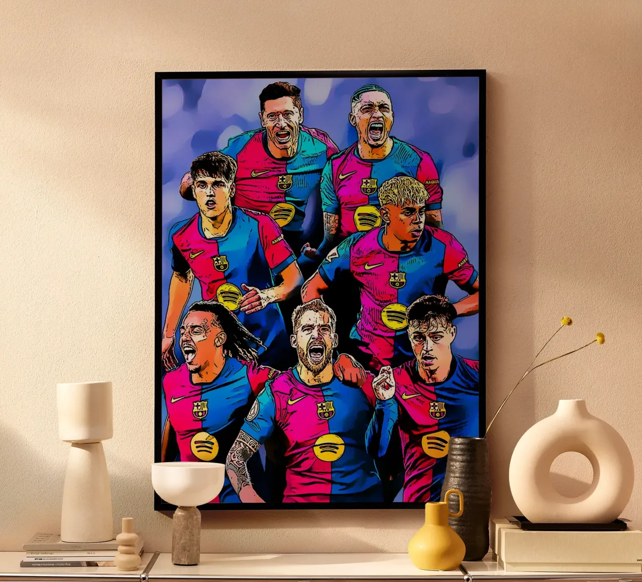 L'équipe de Barcelone avec un esprit combatif sur le terrain poster avec cadre en plastique de dark eagle