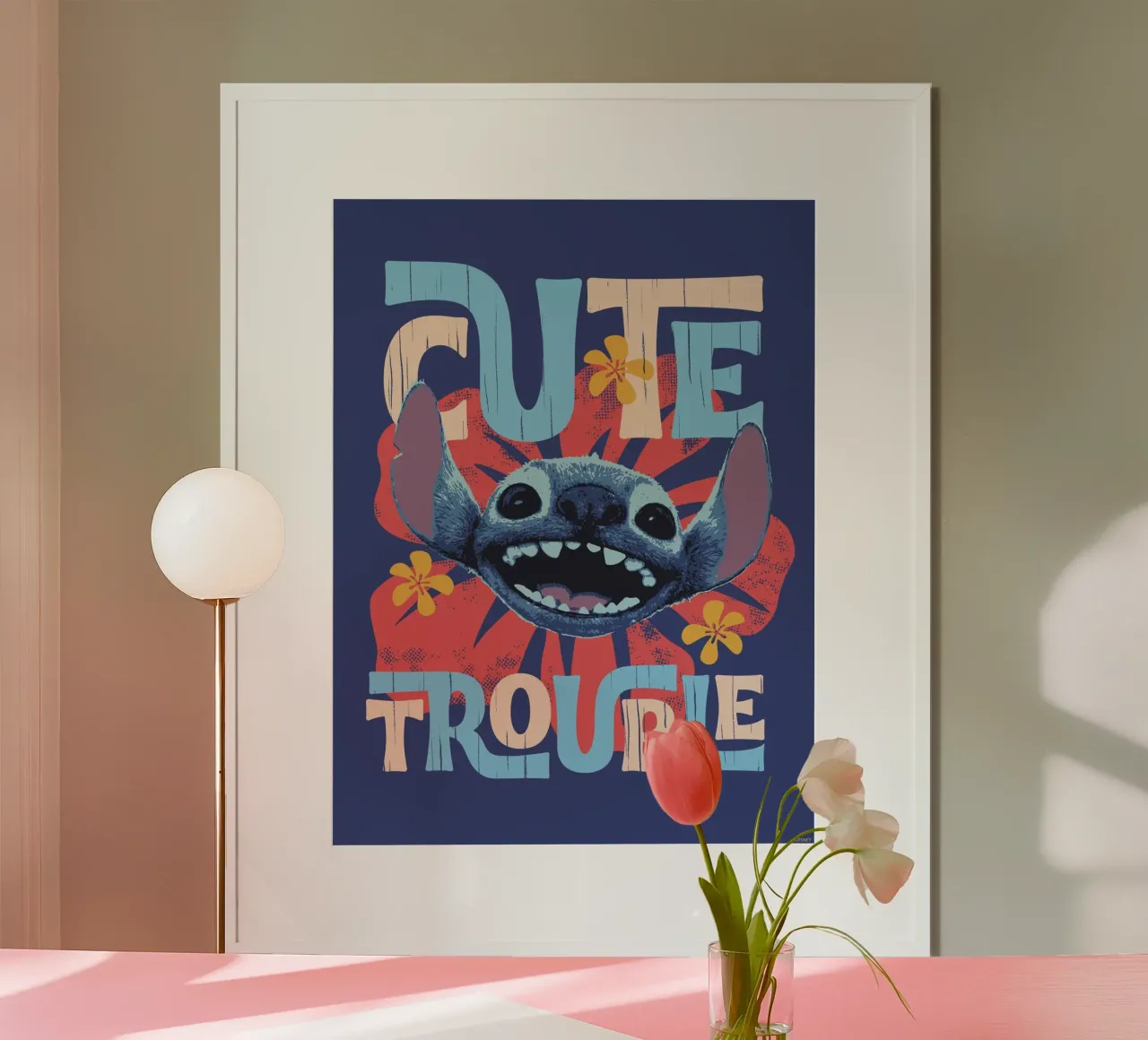 Stitch "cute trouble" III poster con telaio in alluminio da Stitch