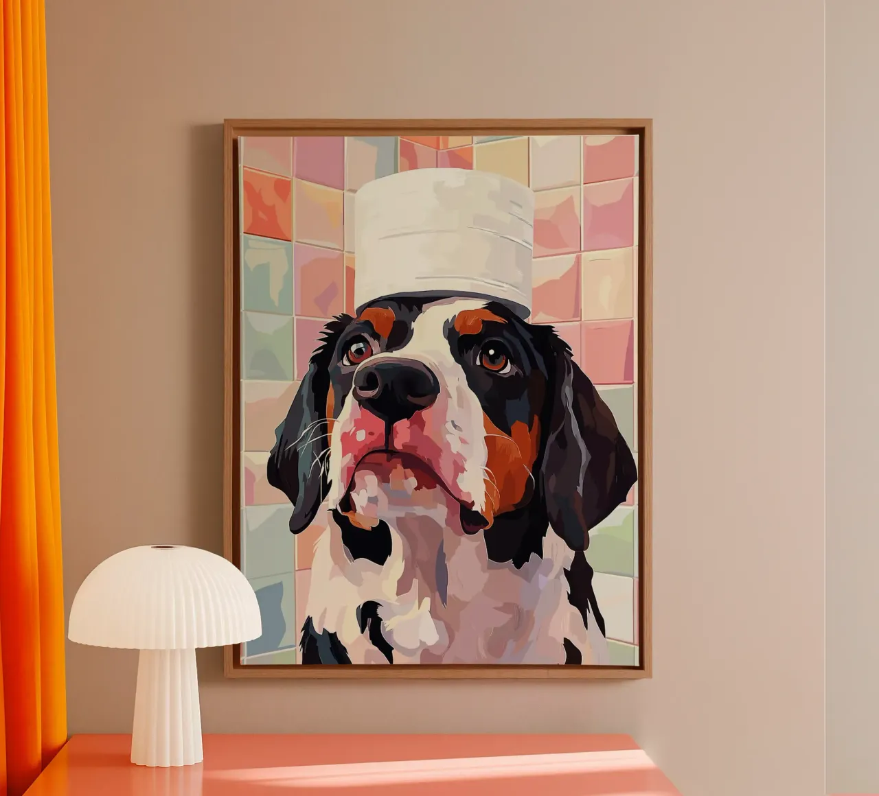Cane con cappello Arte digitale tela con Cornice a cassetta da Lisa Becker