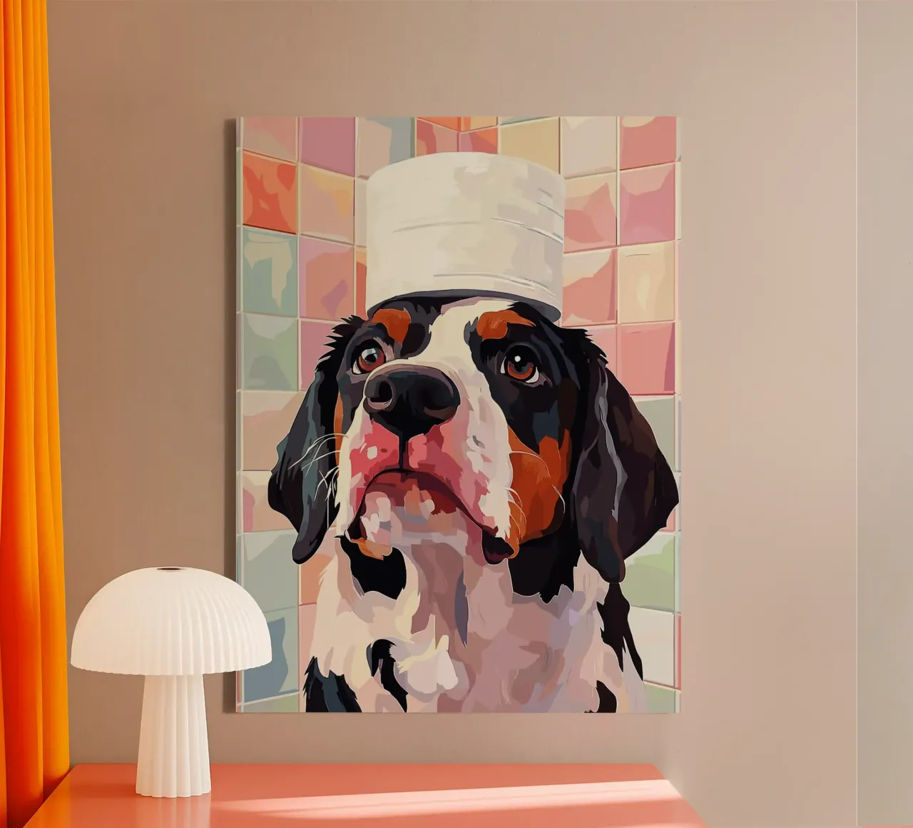 Cane con cappello Arte digitale tela con Cornice a cassetta da Lisa Becker