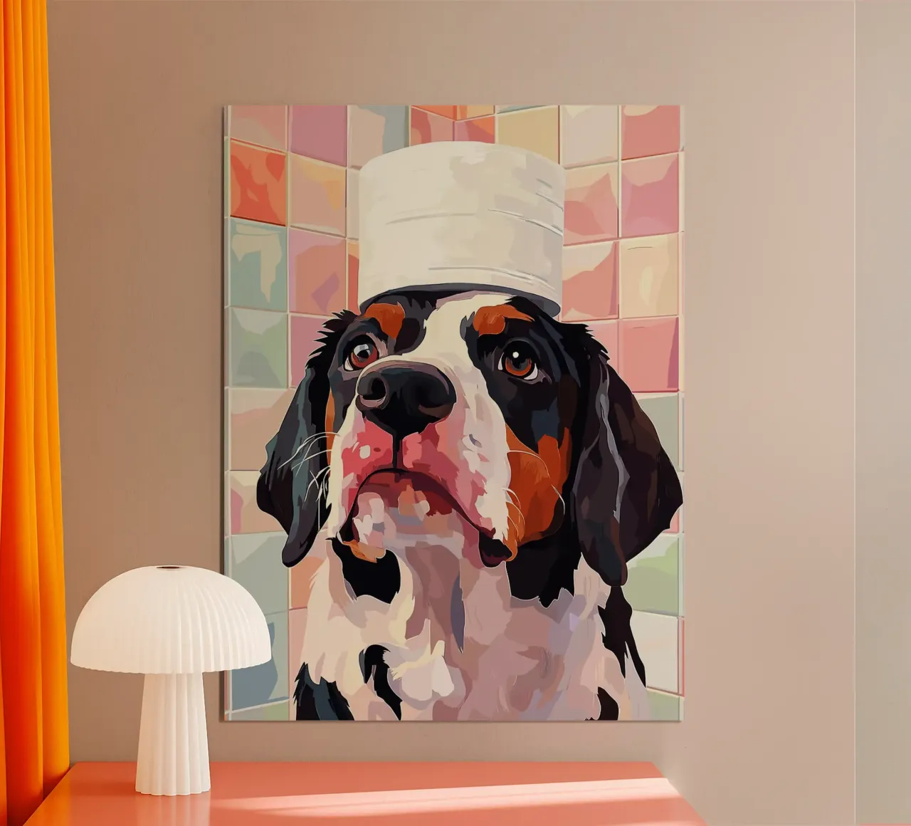 Cane con cappello Arte digitale poster con telaio in legno da Lisa Becker