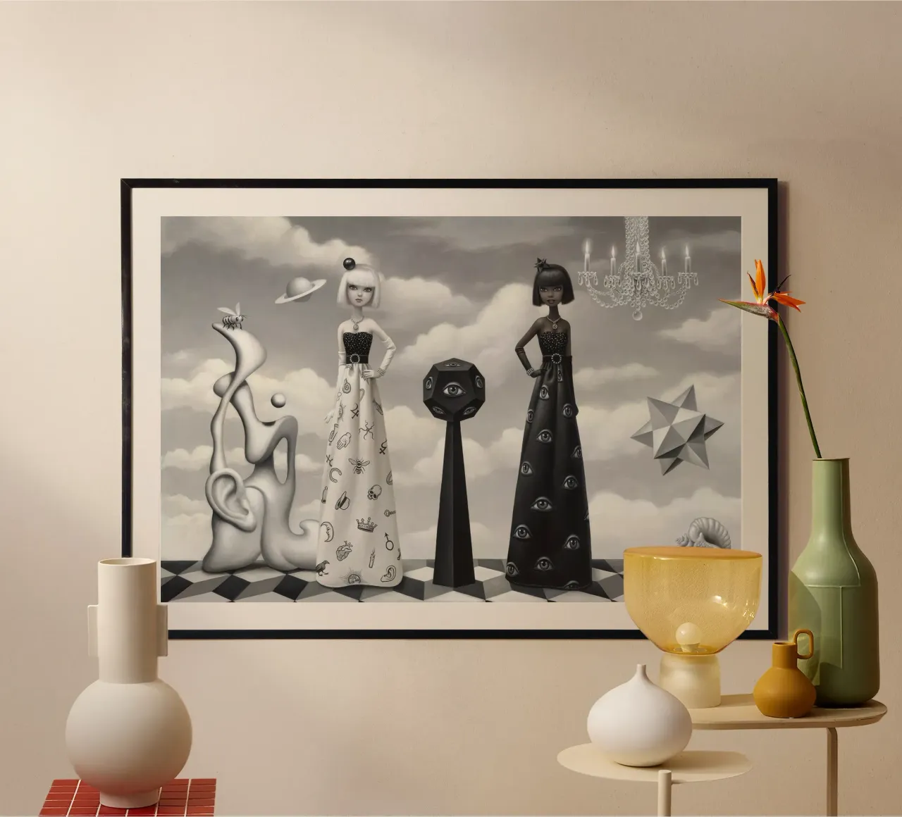 Mark Ryden - Ballo surrealista in bianco e nero poster con telaio in plastica da adriano lopezz